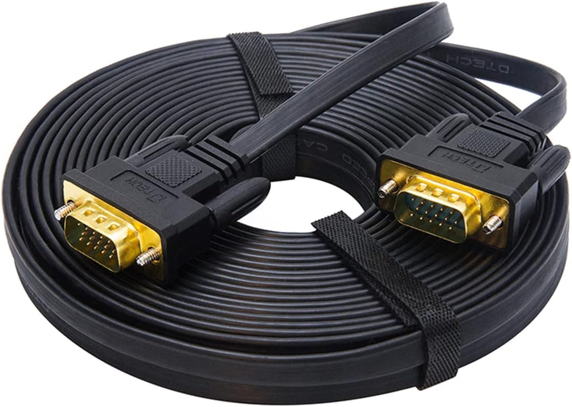 65Ft Extra Long VGA to VGA Cable for Computer Monitor 15 Pin Male to Male Flat VGA Cord Full HD Video (20 Meter, Black)