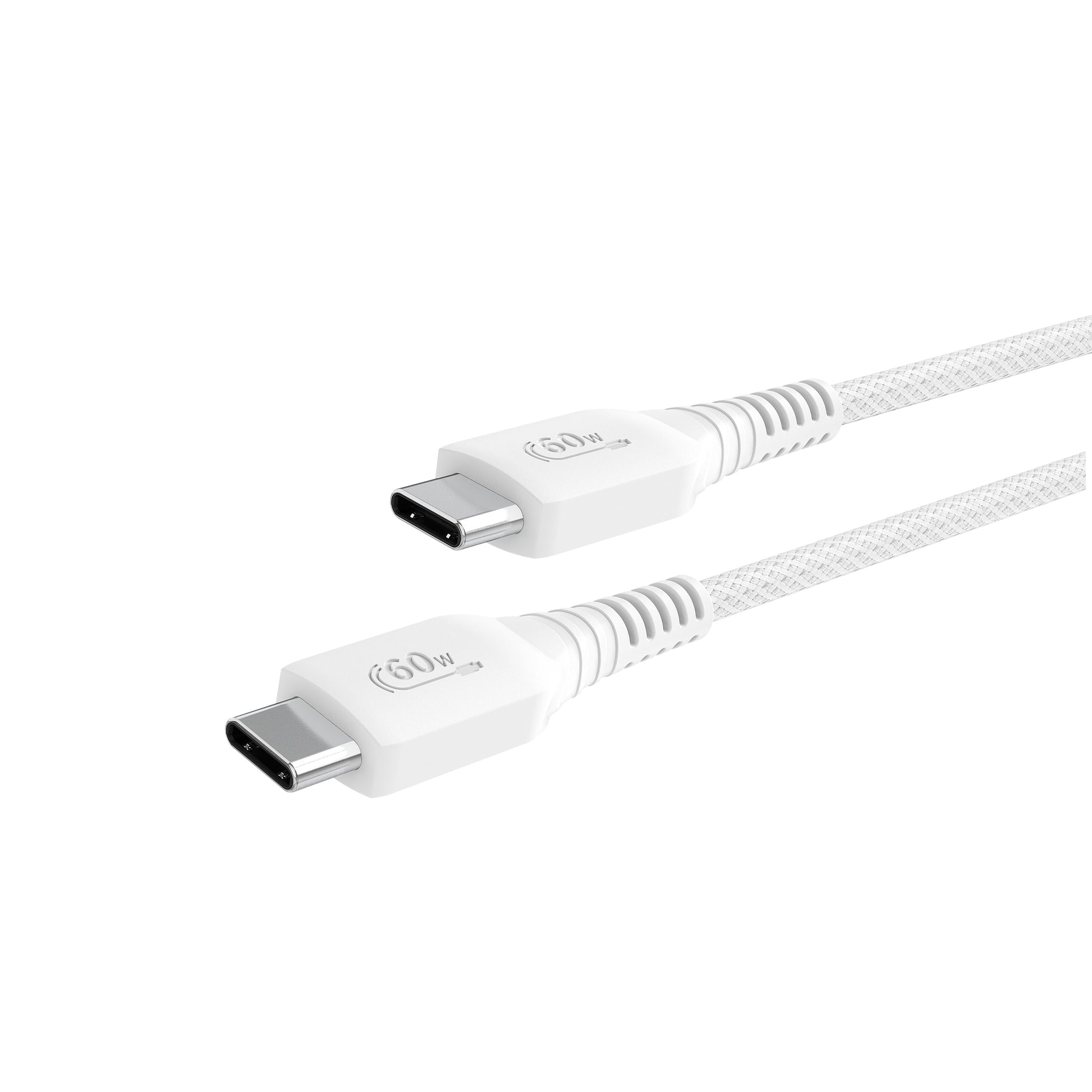 Onn USB2.0 Type C to C Fast Charging and Data Cable for Iphone 15, Samsung Galaxy, White, Single Pack