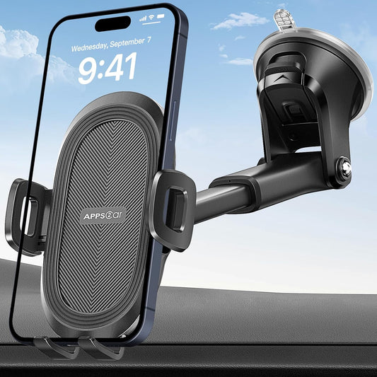 Suction Cup Phone Mount, Universal Phone Holders for Your Car Windshield/Dashboard/Window, Cell Phone Holder Car with Sticky Gel Pad, Compatible with Iphone, Samsung, All Cellphone